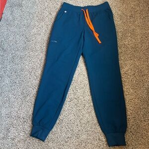 Figs Teal Joggers with Orange Accents